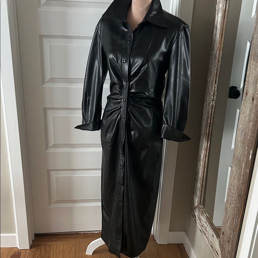Zara Faux Leather Dress. - Picture 4 of 9